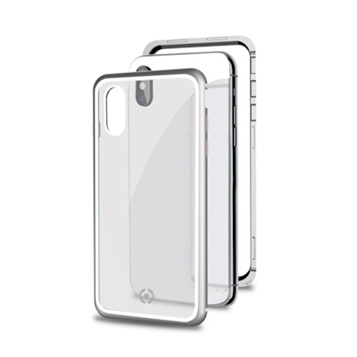 Immagine di Cover alluminio + vetro temperato argento CELLY ATTRACTION - Apple iPhone XS Max ATTRACTION999SV