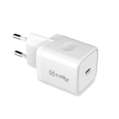 Immagine di Caricabatterie bianco CELLY TC1USBC20W - USB-C Wall Charger 20W [Pro Power] TC1USBC20WWH