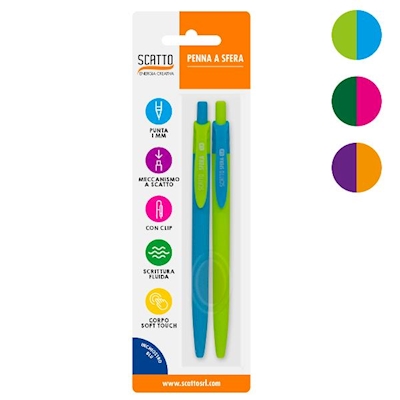 Immagine di Bl. 2pz penna gommata 1mm colori assortiti