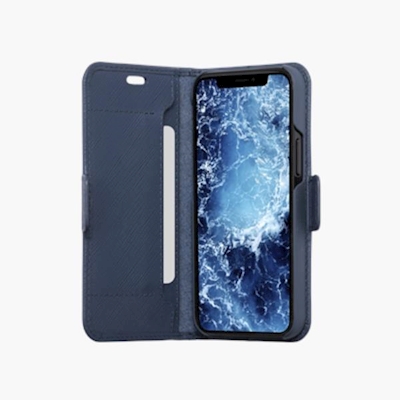 Immagine di Custodia pelle blu DBRAMANTE 1928 Milano - Custodia in pelle Soffiano per iPhone 12 MI54OCBL5421