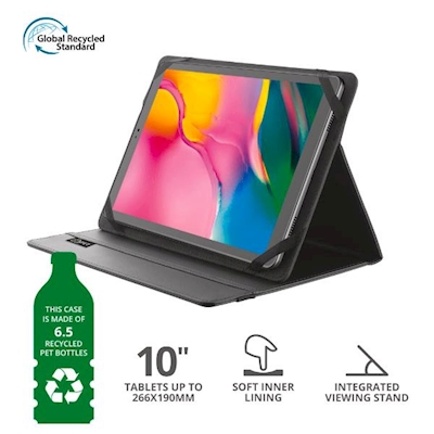 Immagine di Cover super pet nero TRUST PRIMO CUSTODIA FOLIO ECO PER TABLET DA 10 POLLICI 24214