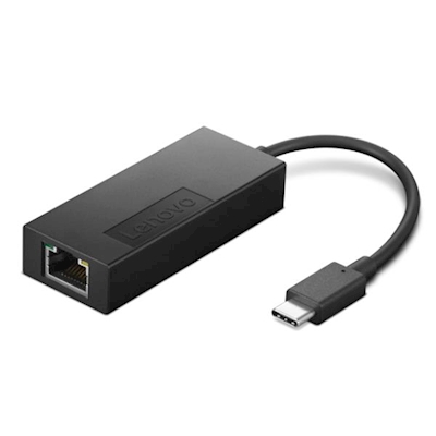 Immagine di Lenovo USB-C to ethernet adapter - adattatore di rete - USB-C - gigabit ethernet x 1 - nero