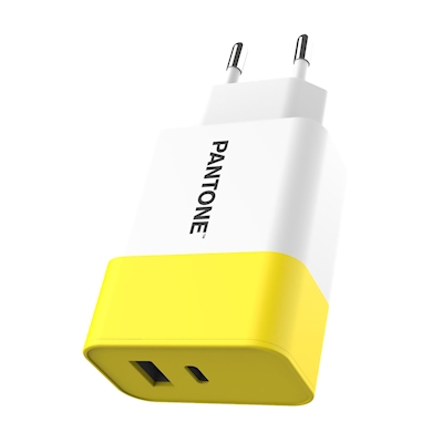 Immagine di Caricabatterie bianco PANTONE PANTONE - 20W USB-A/USB-C Wall Charger PT-PDAC02Y