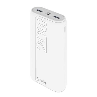 Immagine di Power bank Bianco 20.000 mah CELLY PBPD20000EVO - Power Bank PD 20W 20000 mAh [PRO PO PBPD20000EVOW