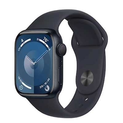 Immagine di Apple Watch Series 9 GPS Cassa 45 mm in alluminio mezzanotte con cinturino Sport mezzanotte - M/L