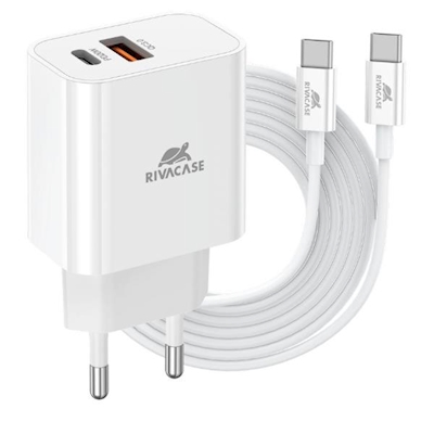 Immagine di Caricabatterie Bianco RIVACASE CARICATORE DA PARETE USB-C 20W PD + CAVO USB C / U PS4102WD4