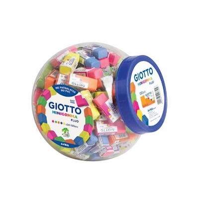 Immagine di Barattolo minigomme GIOTTO FLUO colori assortiti