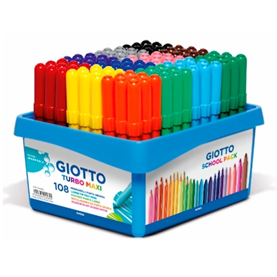 Immagine di Pennarello GIOTTO TURBO MAXI SCHOOLPACK 108 colori assortiti