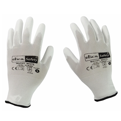 Immagine di Guanti ELICA SAFETY MACH1 spalmati in poliuretano bianco taglia 11 - paio