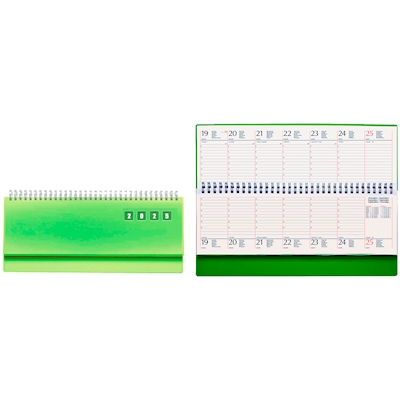 Immagine di Planning spiralato in PPL settimanale cm 30x15 verde 20+