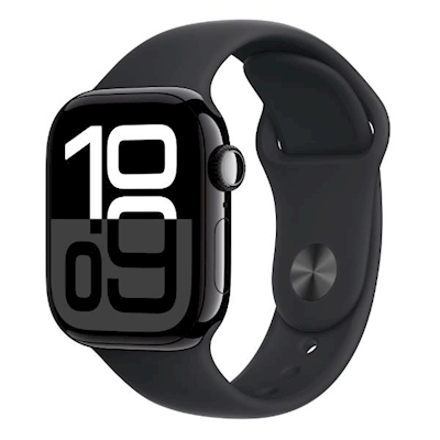 Immagine di Apple Watch Series 10 GPS cassa 46 mm alluminio nero intenso cinturino Sport nero - S/M