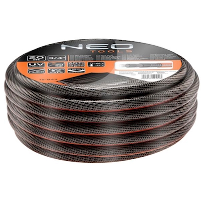 Immagine di Tubo da giardino NEO PROFESSIONAL 3/4" 20 metri antitorsione 6 strati max 30 bar nero/arancione