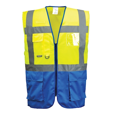 Immagine di Gilet PORTWEST EXECUTIVE VARSAVIA C476 colore giallo/blu royal taglia XXL