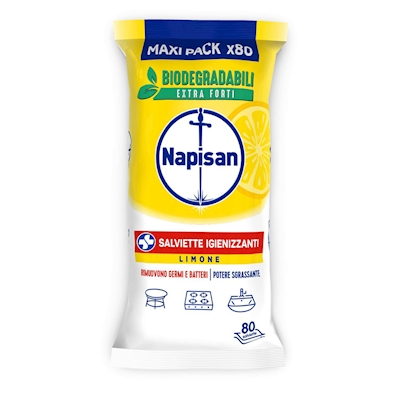 Immagine di Salviette NAPISAN biodegradabili limone 80 pezzi