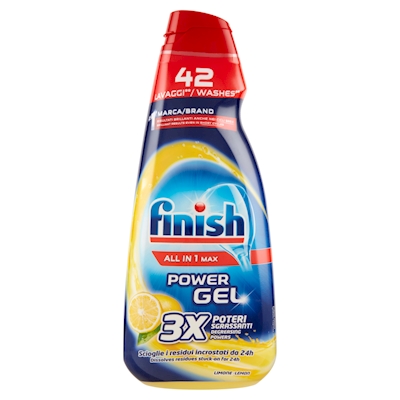 Immagine di Detergente per lavastoviglie Finish gel tutto in 1 MAX lemon 940 ml