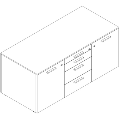 Immagine di Mobile di servizio 2 ante + 3 cassetti GETWAY cm 125,3x56,2x54 bianco