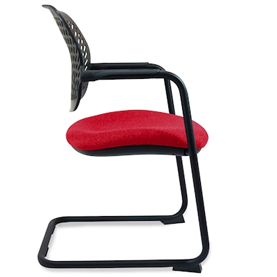 Immagine di Sedia vis. FLEXA str.nera sedile tessuto rosso