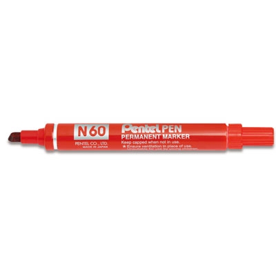 Immagine di Pennarello permanent PENTEL PEN N60 punta a scalpello colore rosso