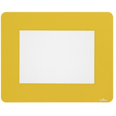 Immagine di Cornice adesiva per segnaletica orizzontale rimovibile per interno f.to A5 giallo