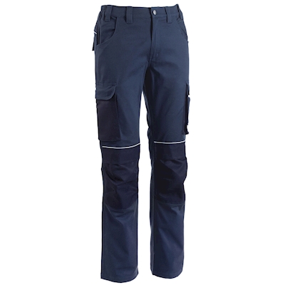 Immagine di Pantalone Elica Safety Stretch in cotone elasticizzato blu con inserti tono su tono taglia L