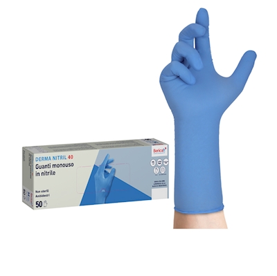 Immagine di Guanti monouso in nitrile senza polvere BERICAH Derma Nitril 40 colore azzurro taglia XL