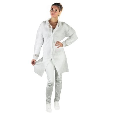 Immagine di Camice monouso da laboratorio in TNT 30g BERICAH VELCRO colore bianco taglia XXL