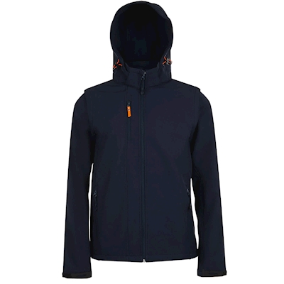 Immagine di Giacca softshell con cappuccio e maniche staccabili SOL'S TRANSFORMER colore blu navy taglia XL