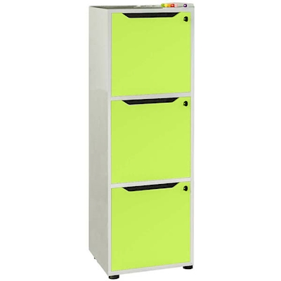 Immagine di Mobile MAILBOX 3 caselle cm 41x40x121,6 struttura grigio alluminio ante verde