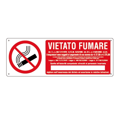 Immagine di Cartello alluminio 35x12,5 - vietato fumare con legge