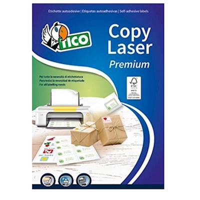 Immagine di Etichette adesive bianche in carta certificata FSC®, 105x42,3mm, 14 etichette per foglio, 100 fogli