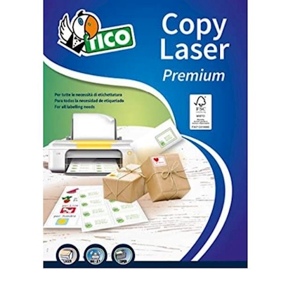 Immagine di Etichette adesive bianche in carta certificata fsc®, 190x38mm, 7 etichette per foglio, 100 fogli