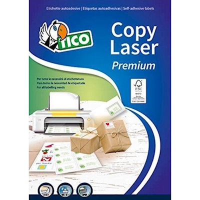 Immagine di Etichette adesive bianche in carta certificata FSC®, 37x14mm, 100 etichette per foglio, 100 fogli