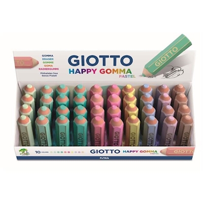 Immagine di Espositore gomme GIOTTO HAPPY PASTEL colori assortiti