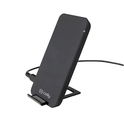 Immagine di Caricabatterie wireless/senza fili nero USB-C CELLY WLFASTSTAND - Wireless Fast Stand Charger 10W WL