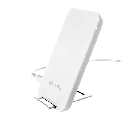 Immagine di Caricabatterie wireless/senza fili bianco USB-C CELLY WLFASTSTAND - Wireless Fast Stand Charger 10W
