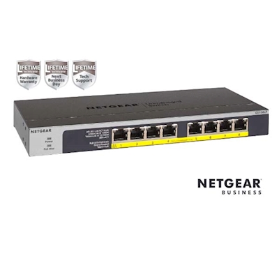Immagine di Switch NETGEAR NETGEAR GS108LP Switch Unmanaged 8 porte Gigabit P GS108LP-100EUS