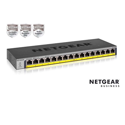 Immagine di Switch NETGEAR NETGEAR GS116PP Switch Unmanaged 16 porte Gigabit GS116PP-100EUS