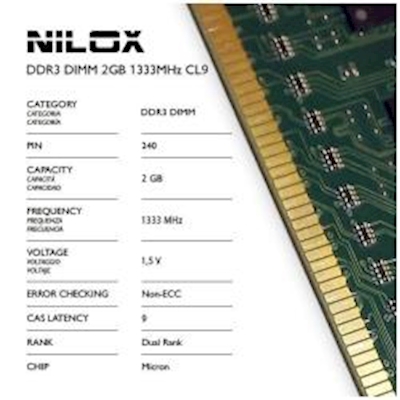 Immagine di Modulo di memoria dimm 2.00000 ddr3 tft 1.333 mhz NILOX NXD21333M1C9
