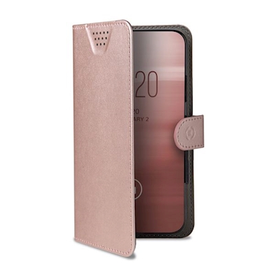 Immagine di Cover similpelle rosa CELLY WALLY ONE - Universal Case Display Size 5.0"-5.5" WALLYONEXXLPK