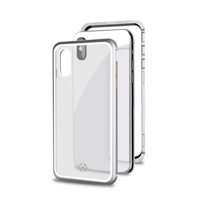 Immagine di Cover alluminio + vetro temperato argento CELLY ATTRACTION - APPLE iPhone XS MAX ATTRACTION999SV