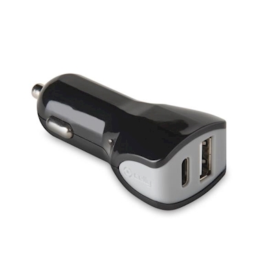 Immagine di Caricabatterie nero CELLY CCTYPECUSB - USB-C Car Charger 17W CCTYPECUSBBK
