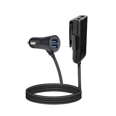 Immagine di Caricabatterie nero CELLY CC4USBEXT - 4 USB Car Charger with Extension 12W CC4USBEXTBK