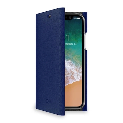 Immagine di Cover similpelle blu CELLY SHELL - Apple iPhone Xs/ iPhone X SHELL900BL