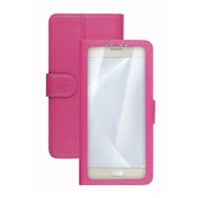 Immagine di Cover similpelle rosa CELLY UNICA VIEW - Universal Case Display Size 4.5"-5.0" UNICAVIEWXLPK