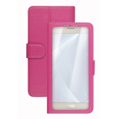 Immagine di Cover similpelle rosa CELLY UNICA VIEW - Universal Case Display Size 5.0"-5.5" UNICAVIEWXXLPK