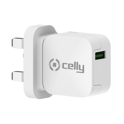 Immagine di Caricabatterie bianco CELLY TCUSBTURBO - USB Wall Charger UK plug 12W [TURBO TCUSBTURBOUK