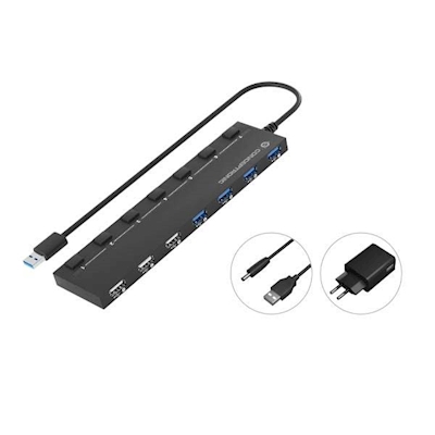 Immagine di 7-port USB 3.0/2.0 hub with power a