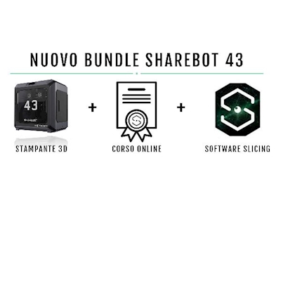 Immagine di Stampante 3D pla / petg / tough pla SHAREBOT BUNDLE43: STAMPANTE+SOFTWARE+CORSO BUNDLE43