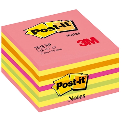 Immagine di Post-it 3M memo cube 2028np 450 ff 76x76 neon rosa