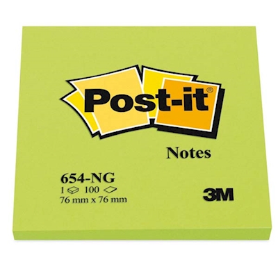 Immagine di Post-it 3M 654-ng neon 100 ff 76x76 verde